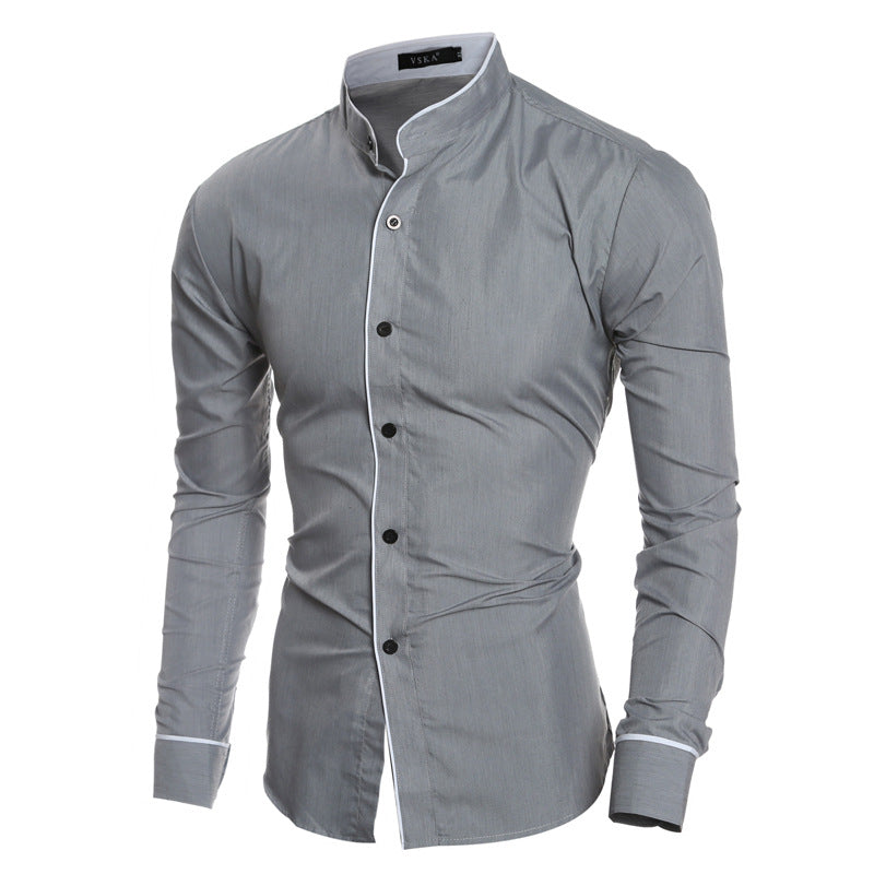 Wholesale Casual Plain Color Men's Shirts Long Sleeve Mens Button Up Shirts