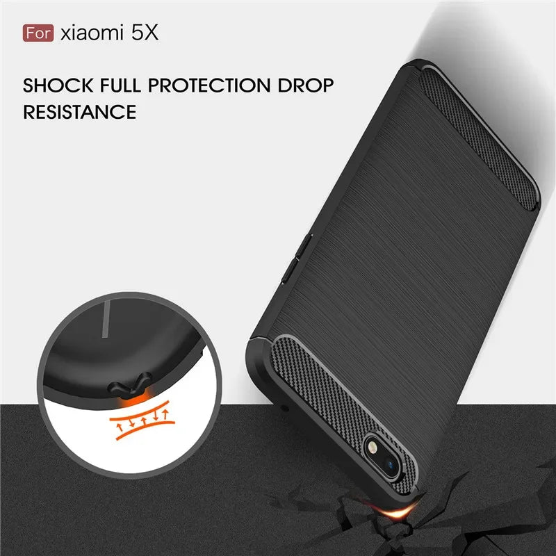 Carbon Fiber Case for Xiaomi Mi A1 5X Luxury Slim Silicone Soft Phone Cover