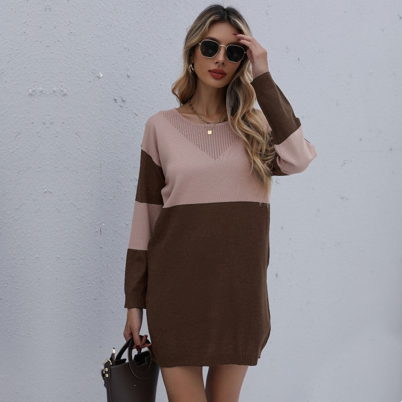 Knitted Luxury Women Sweater Dress Fall Long Sleeve Pullover