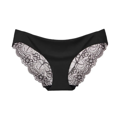 Women's Sexy Lace Panties Seamless Cotton Crotch Breathable Ladies Low-Rise