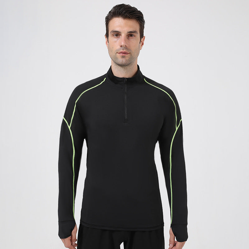 High Quality 1/4 Zip Thermal Fitness Clothing Long Sleeve Gym Tights Men