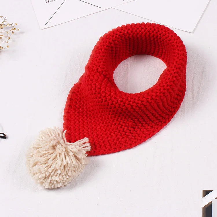 New Kids Winter Wool Collar Scarf for Children Knitted Collar With Ball