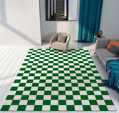 Color Checkerboard Plaid Carpet Moroccan Living Room Bedroom Rug Anti-Skid