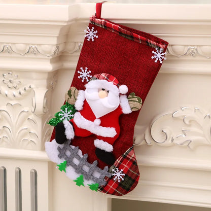 New Large Linen Christmas Socks Hanging Christmas Decorations and Gift Bag