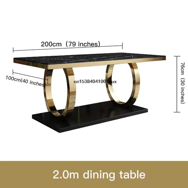 Home Furniture Marble Tabletop Dining Table and Chairs Sets Rectangle Table