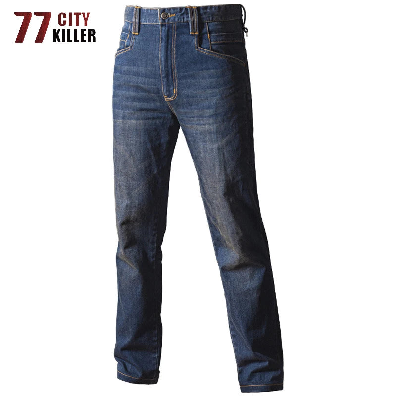 77City Killer Military Denim Pants Men Tactical Cargo Elasticity Joggers Male