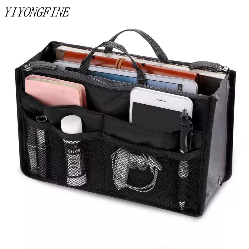 Nylon Cosmetic Bags for Women Tote Insert Double Zipper Makeup Bag Toiletries