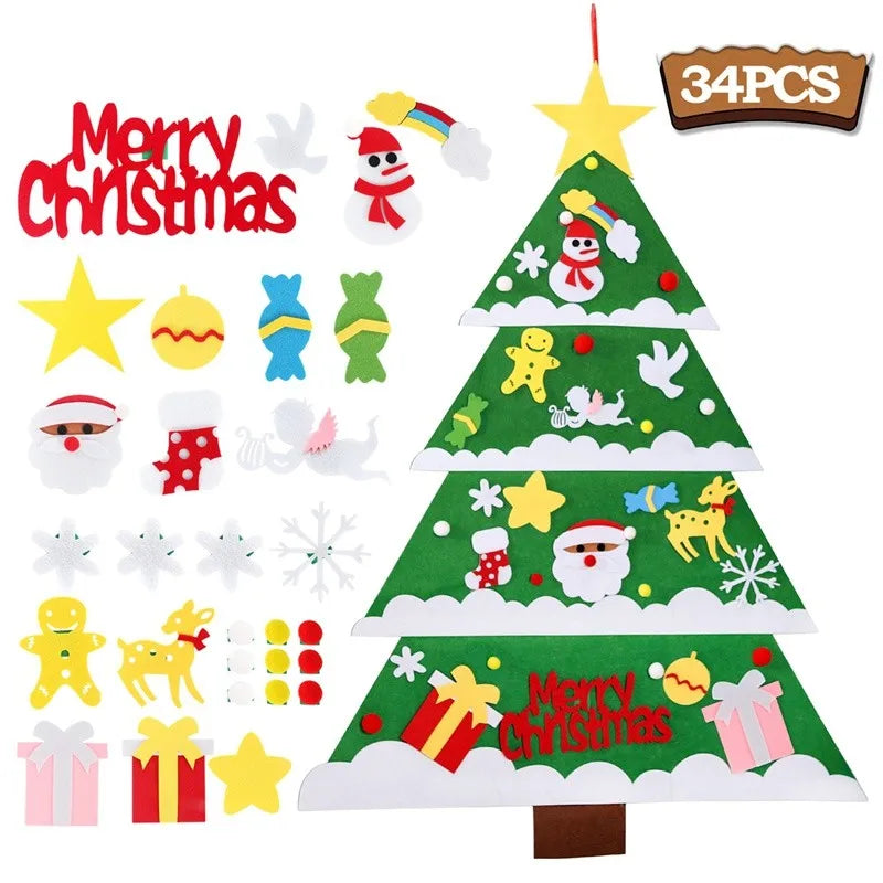 QIFU 3D DIY Felt Christmas Tree Christmas Decorations for Home Christmas