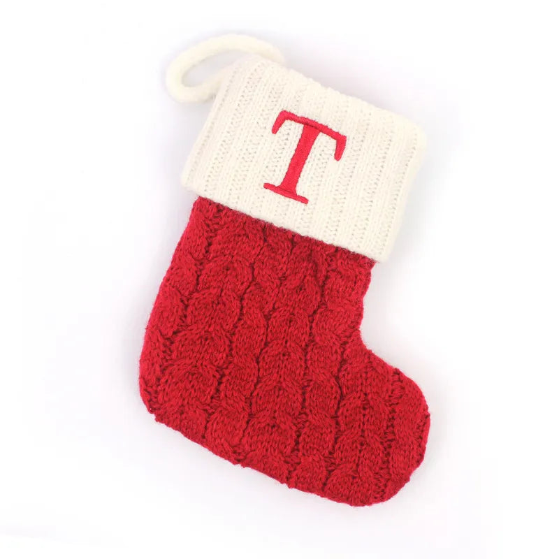 Letters Christmas Stocking New Knitting Christmas Tree Pendant Decorations