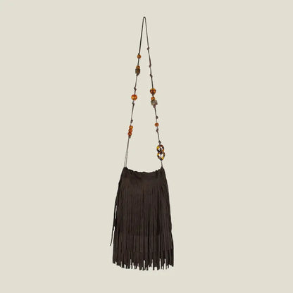 Frosted PU Leather Fringe Tassel Original Bohemian Bag Beads Bags Women's