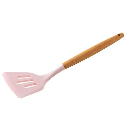 Silicone Cooking Utensils Non-Stick Spatula Shovel Wooden Handle Cooking Tools