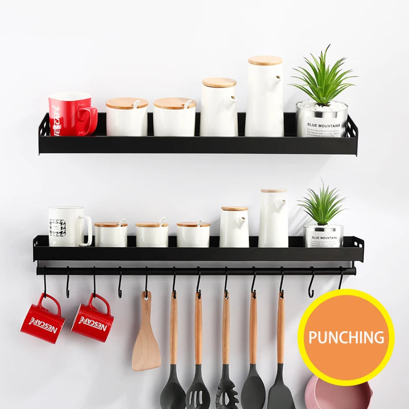 Wall-Mount Spice Racks Utensil Spoon Hanger Hook Kitchen Gadgets Accessories