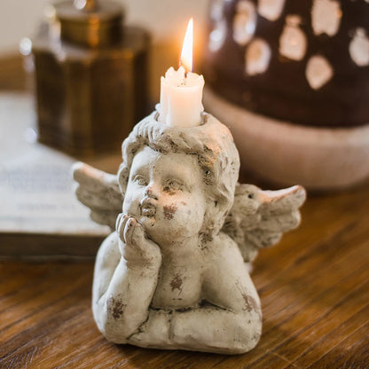 European Retro Angel Candle Holder Literary Nostalgia Cupid Candlesticker Holder