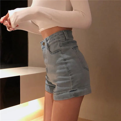 Shorts Women Summer Korean Chic Retro High Waist Slim Womens shorts