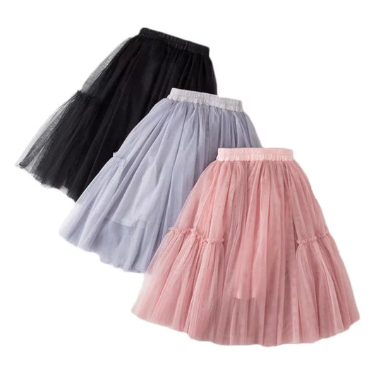 Skirts for Girls Cotton Lace Kids Tutu Skirt Solid Children's Skirt Ball Gown