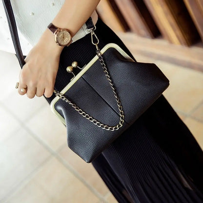 Vintage Fashion PU Leather Bag Bags Women's Handbags Purses Chain Hand Bags