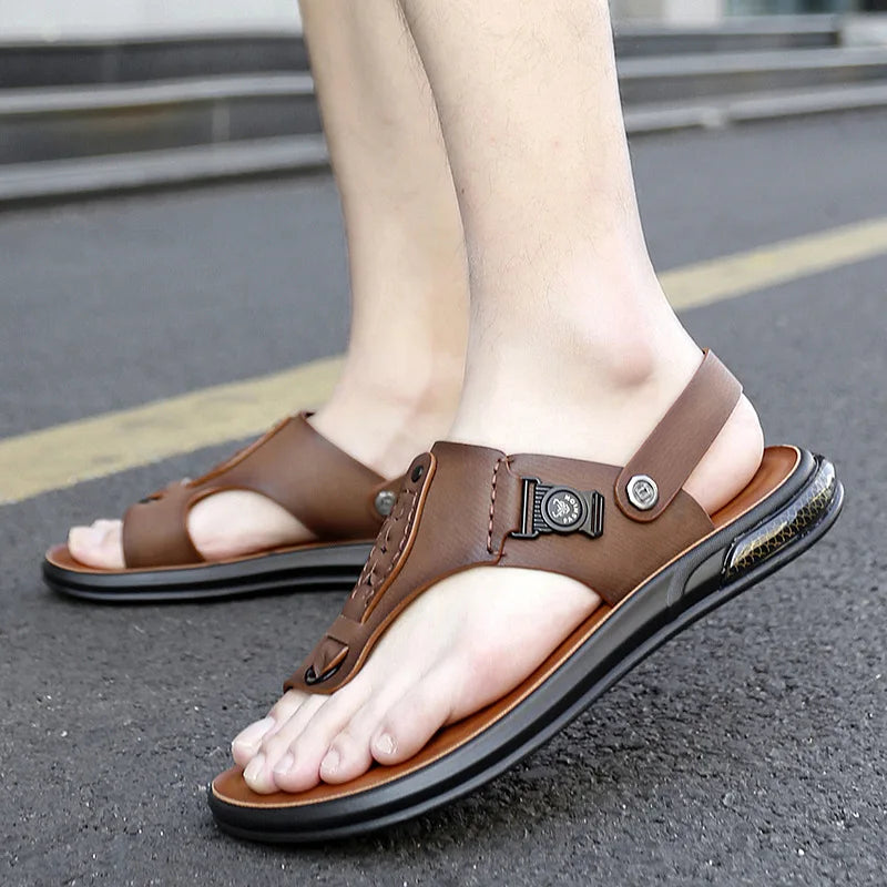 2022 Latest Sandals Designs for Men High Quality Leather Slippers Slide Sandals