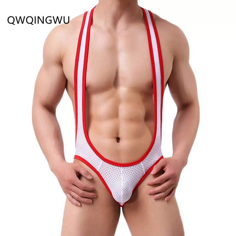 Sexy Undershirt Men's Underwear Breathable Jumpsuits Sexy Men's Exposed Hip