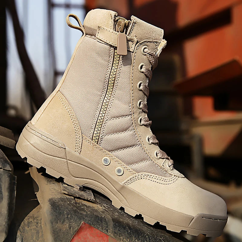 Men Desert Tactical Boots Mens Working Safty Shoes Combat Cargo Hiking Boots