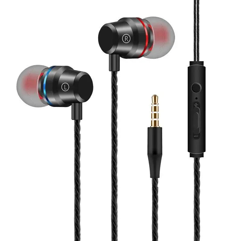 Aux 3.5mm Wired Headphones Microphone In-Ear Music Sports Stereo Earphones Noise