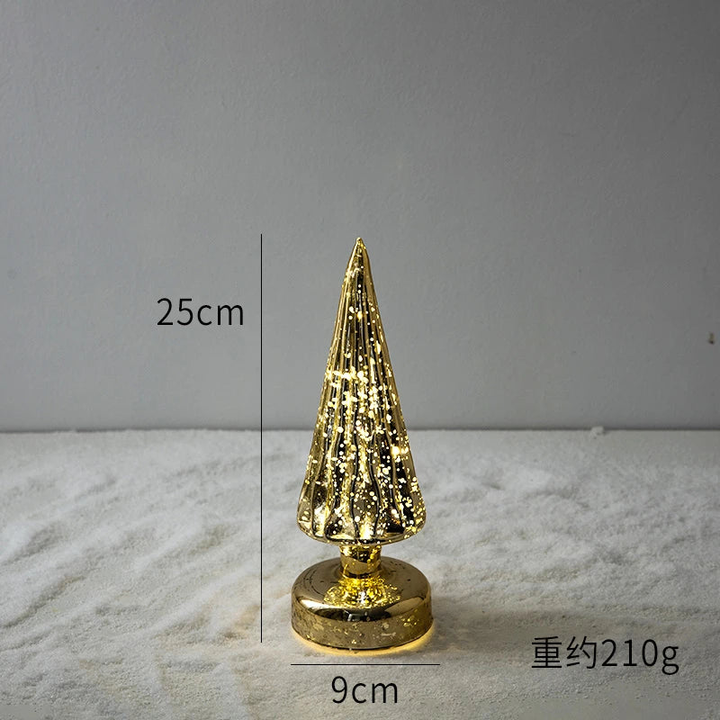 Glass Glowing Christmas Tree Decoration Night Light Ornaments Luminous New Year