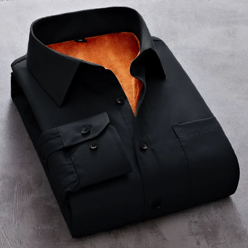 New Autumn Men Shirt 2023 Male Fashion Solid Long Sleeve Business Big Size Shirt