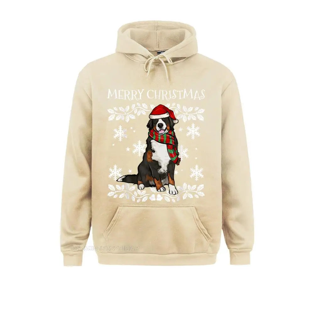 Merry Christmas Ornament Bernese Mountain Dog Xmas Santa Pullover Hoodies