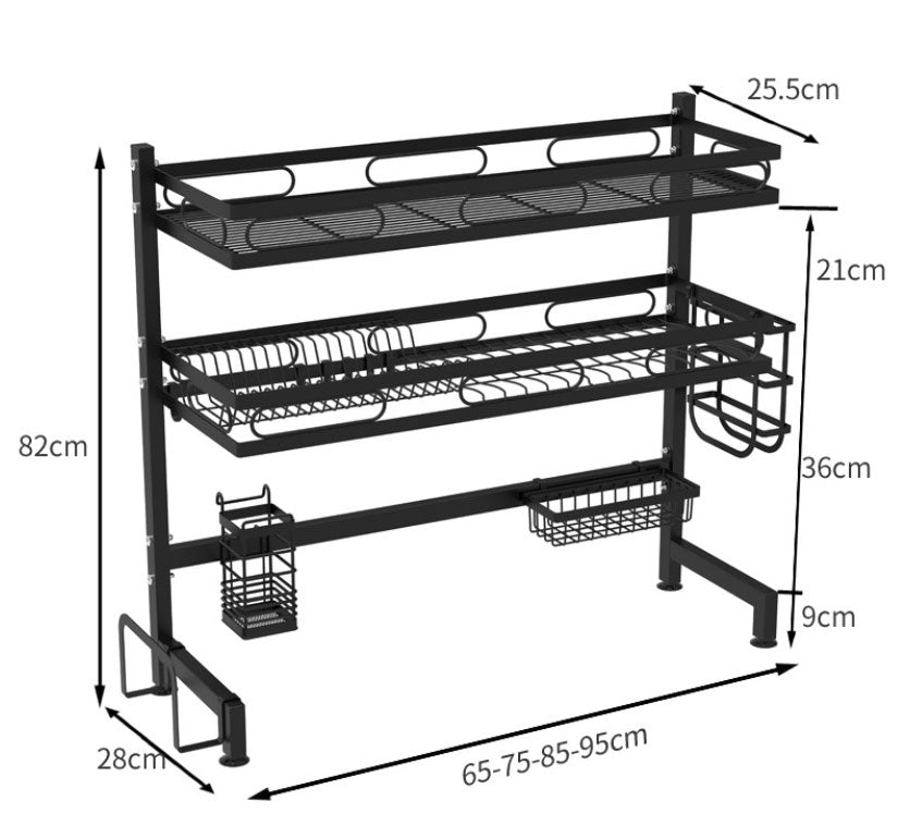 85cm Stainless Steel Storage Holder With Black Coating Kitchen Organizer Storage