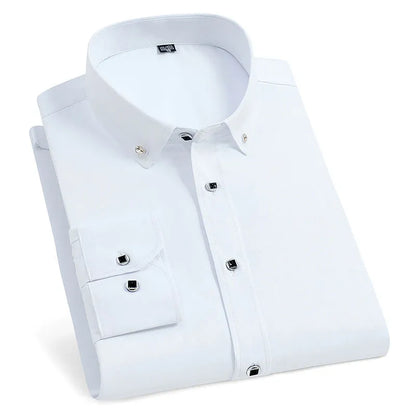 2024 New Men French Cufflinks Shirt Men's Stripes Shirt Long Sleeve