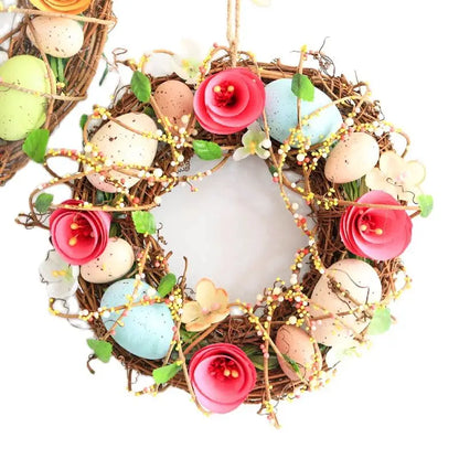 Happy Easter Eggs Door Rattan Wreath, Wedding Party Supplies, Home Decoration