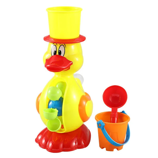 Kids Shower Bath Toys Cute Yellow Duck Waterwheel Elephant Toys Baby Faucet