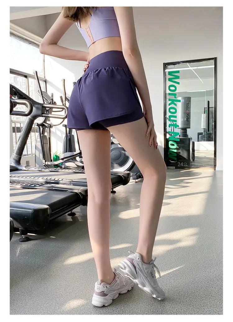 Sport Shorts Women Sportswear Double-Deck Running Shorts Gym Training Shorts