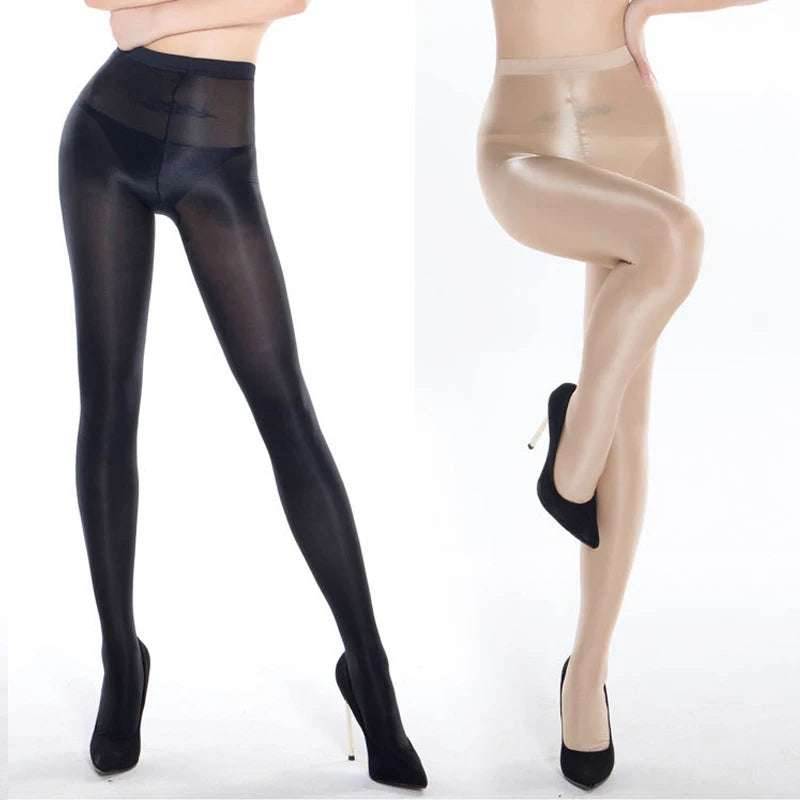 New Womens Tights T-Crotch Shiny Oil Light Tights Women Pole Dance Stockings