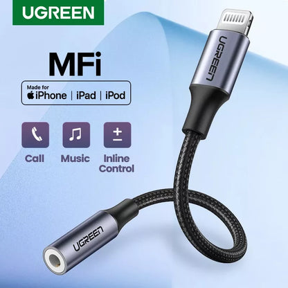 UGREEN Adapter for iPhones MFi DAC Lightning to 3.5mm Headphone