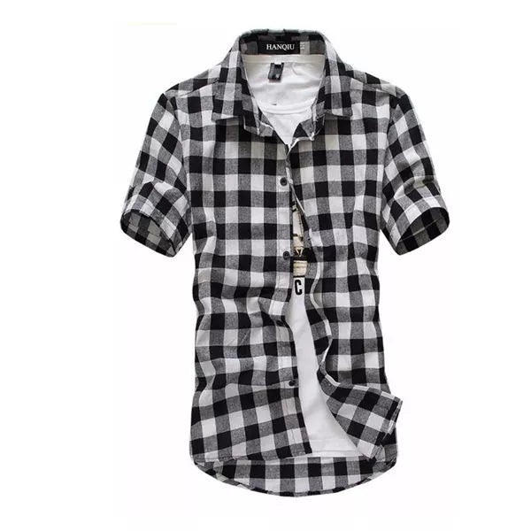 Red and Black Plaid Shirt Men Shirts 2024 New Summer Fashion Chemise Homme Mens