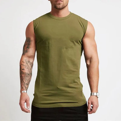 Cotton Gym Clothing Mens Workout Sleeveless Shirt Bodybuilding Tank Top Fitness