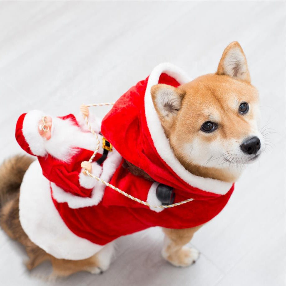 Pet Dog Christmas Costume Santa Claus Riding Dress Christmas Pet Clothes Riding