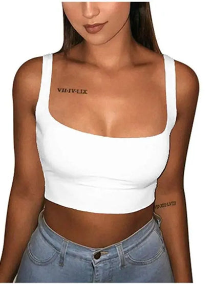 Sexy Women Solid Strappy Tank 2019 Vest Crop Top Summer Beach Party