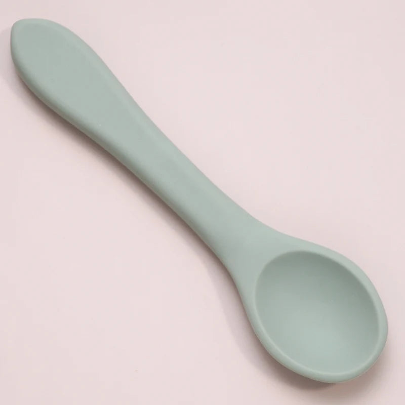 Silicone Spoon Feeding Baby Spoons Toddler Flatware Candy Color Spoon for Kids