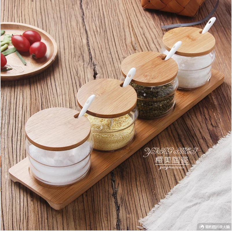 Kitchen Supplies Glass Seasoning Box Set Spice Container Home Spice Jar