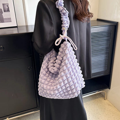 Women Shoulder Bags Cute Pleated Bubbles Handbags Large Capacity Female