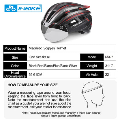 INBIKE Bicycle Helmets for Men With Lights Riding Magnetic Goggle Helmet