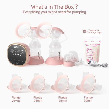 Double Electric BreastPump 4 Modes & 9 Levels With 4 Size Flanges & 10 milk bag