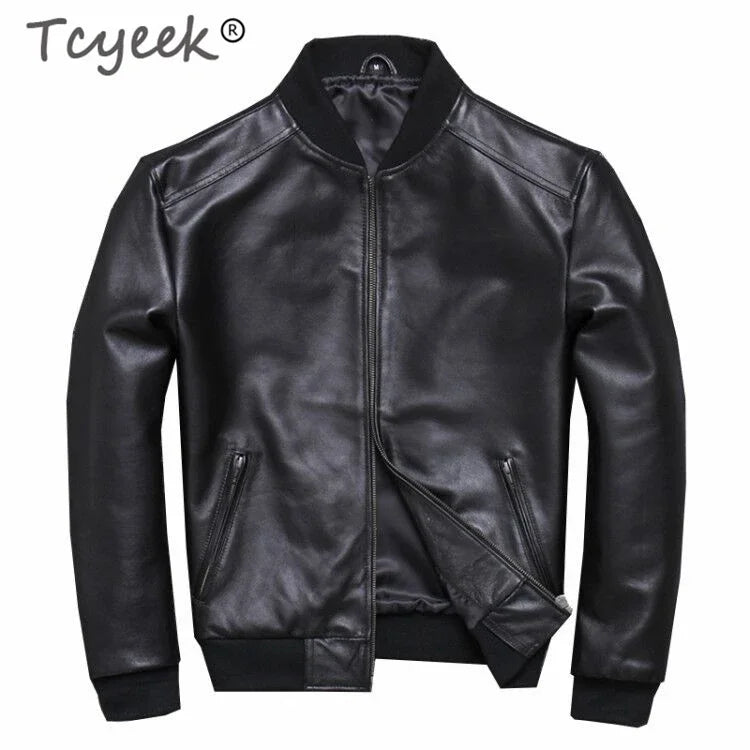 Tcyeek Real Leather Jacket Men Clothes 2020 Streetwear Fashion Mens