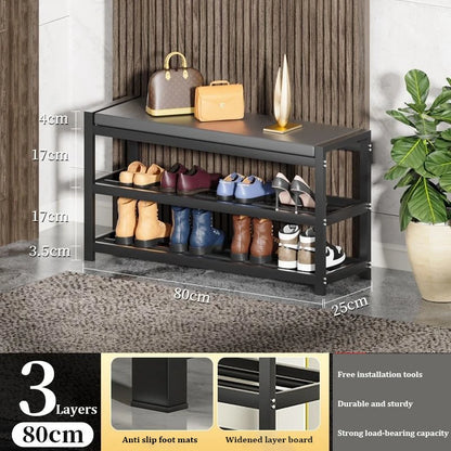 Light Luxury Multi-Layer Shoe Rack Livingroom Entry Hallway Seat Stool Storage