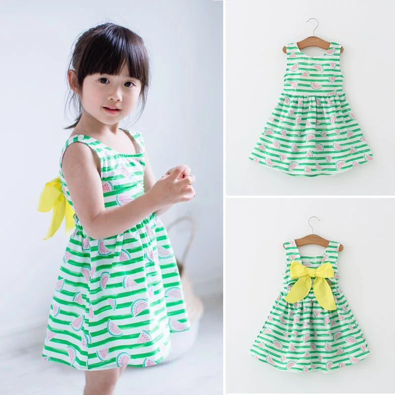 Girls Summer Clothing,Girl Stripe Dress Kids Watermelon Dress Back