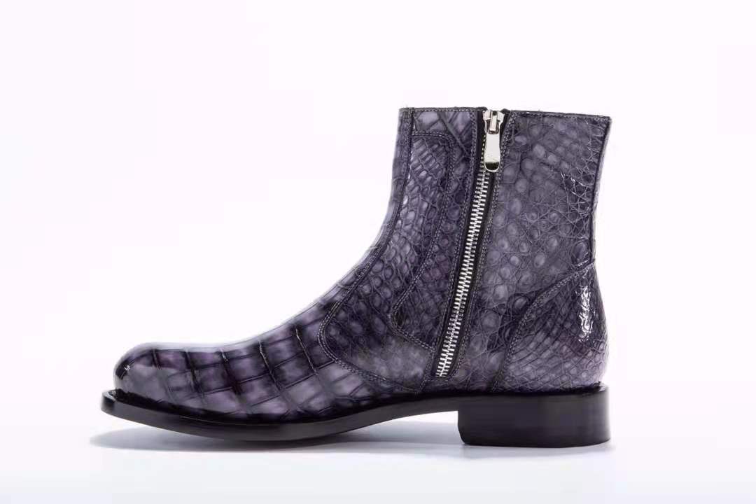 Goodyear Crocodile Skin Men Leather Boots Genuine Alligator Skin Chelsea Boots