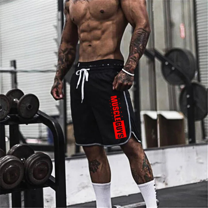 Muscleguys Gym Shorts Men Mesh Short Trousers Sports Joggers