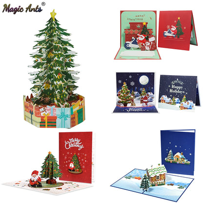 Merry Christmas Cards Christmas Tree Winter Gift Pop-Up Cards