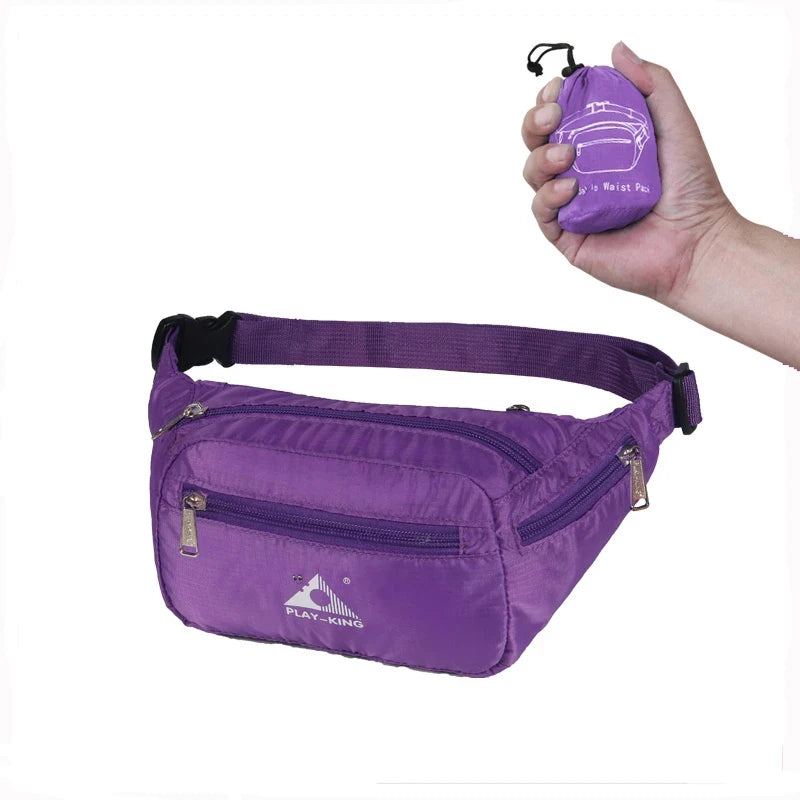 PLAYKING-Waterproof Foldable Waist Bag for Men and Women, Sport Running Bag